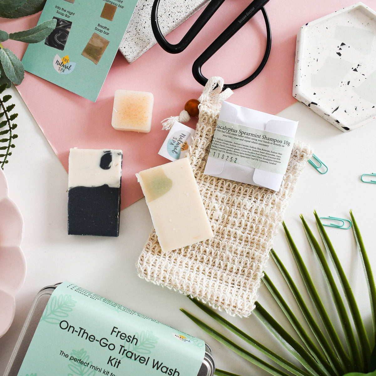 Fresh Mini Travel Wash Kit | Natural “On the Go” Shampoo, Conditioner & Soap Set | Vegan, Plastic-Free Hair Care | Perfect Travel Gift